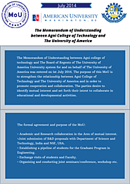 MoU between Agni College of technology and The University of America