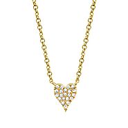 0.05ct 14k Yellow Gold Diamond Pave Heart Necklace