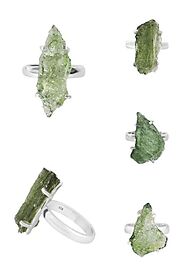 Buy Real Green Moldavite Stone Ring