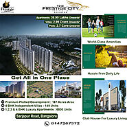 About: The Prestige City The Prestige City, Ittangur, Sarjapur Road, Bangalore - 562125.