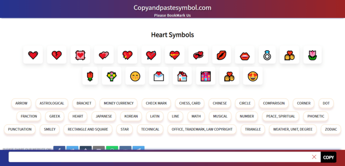 symbols to copy and paste heart