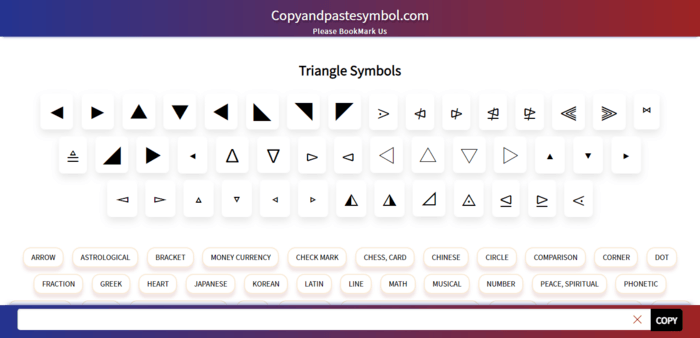 triangle symbol copy and paste