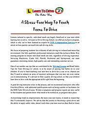 A Stress-Free Way to Teach Teens to Drive by Learn To Drive Driving School - issuu