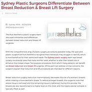 Sydney Plastic Surgeons Differentiate Between Breast Reduction & Breast Lift Surgery | Pure Aesthetics