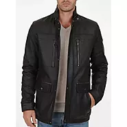 Elegant Black Men's Leather Top Coat