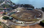 The beautiful Galle stadium in Sri Lanka wrecked after the tsumani hit.