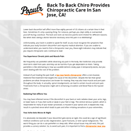 Back To Back Chiro Provides Chiropractic Care In San Jose, CA!