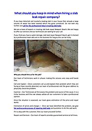 What should you keep in mind when hiring a slab leak repair company? by ceilingPlumbers - Issuu
