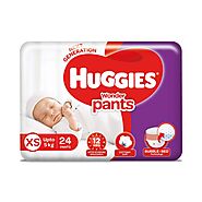 Buy Huggies Wonder Pants Extra Small / New Born (XS / NB) Size Diaper Pants, 24 count, with Bubble Bed Technology for...