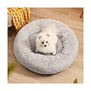 Calming Dog Bed for Small Medium Dogs Cats Donut Dog Bed Pet Cushion Bed Plush Cat Bed Round Anti-Anxiety Dog Bed… – ...