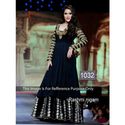 Rashmi Nigam Georgette Border Work Black Semi Stitched Bollywood Style Suit - 1032