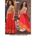 Deepika Padukone Georgette Lace Work Orange Semi Stitched Bollywood Style Suit - 1006