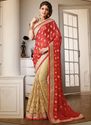 Maroon Cream Net Georgette Art Silk Party Wear Sarees