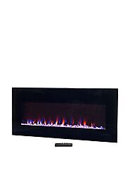 Northwest Electric Fireplace Wall Mounted LED Fire and Ice Flame, with Remote, 36", Black