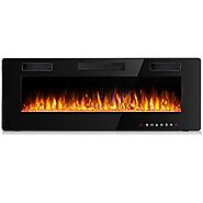 BOSSIN 60 inch Ultra-Thin and Silence Linear Fireplace, Recessed Electric Fireplace and Wall Mounted & in-Wall Firepl...