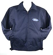 David Carey Oval Ford Logo Work Jacket Zipper Pockets Water Resistant Lined