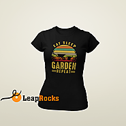 Eat Sleep Garden Repeat Printed T-Shirt For womens