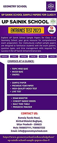 UP Sainik School Sample Papers for Class 9