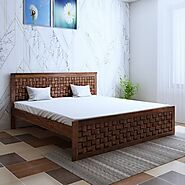 Buy Flamingo Sheesham Wood King Size Bed Without Storage - Solid Wood Bed