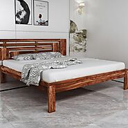 Buy Borneo Sheesham Wood Queen Size Bed Without Storage - Solid Wooden Beds
