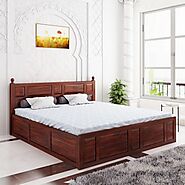 Buy Imperial Sheesham Wood Queen Size Bed With Box Storage