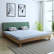 Buy Rota Green Sheesham Wood Queen Size Bed - Plus One India