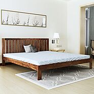 Buy Caviar Sheesham Wood Queen Size Bed Without Storage
