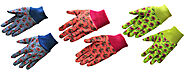 JustForKids 1823-3 Soft Jersey Kids Garden Gloves, Kids Work Gloves, 3 Pairs Green/Red/Blue per Pack