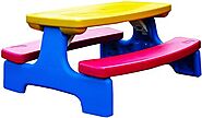 JustForKids Weatherproof Kids Outdoor Picnic Table Bench Play Table