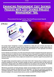 Enhancing Procurement Cost Savings Process with Cost Savings Project Management Tool by ETOMIX-PROCUREMENT SAVINGS TR...