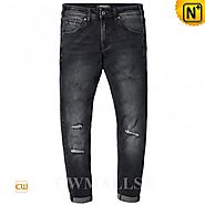 CWMALLS® Black Ripped Denim Jeans CW107023