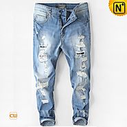 CWMALLS® Designer Tapered Ripped Jeans CW107001