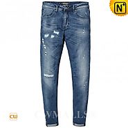 CWMALLS® Designer Tapered Ripped Jeans CW107022