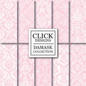 Damask Digital Paper: "DAMASK PINK" digital paper pack with pink vintage elements, for scrapbooking, invites, carts, ...