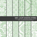 Mint Julep Damask Digital Papers 8.5x11 Personal or Commercial Use