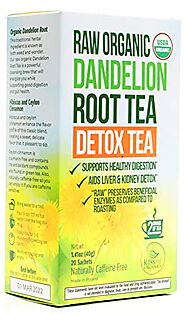 Kiss Me Organics Dandelion Detox Tea – Premium, Organic, Raw Dandelion Root Digestive Tea - Vitamin Rich Teabags to C...