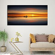 DecoreMantra Beautiful Sunset Abstract Design Wall Painting/Canvas Print Wall Hanging/ 122 cm W x 61 cm H/Home Decor ...