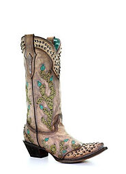 Women’s Corral Boot with Embroidered Cactus & Studs – Horse Creek Outfitters