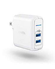USB Charger, Anker Elite Dual Port 24W Wall Charger, PowerPort 2 with PowerIQ and Foldable Plug, for iPhone 11/Xs/XS ...
