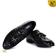 Mens Woven Leather Shoes CW750067- cwmalls.com