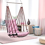 Soft Cotton Hammock Hanging Swing Chair Pink - Curio Centre
