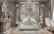 Luxurious Carved Silver King Bedroom Furniture Set - DST Home Furniture Manufacturer Exporter