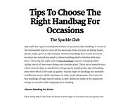 Tips To Choose The Right Handbag For Occasions