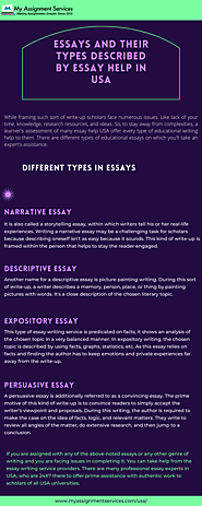 Essays and Their Types Described By Essay Help in USA