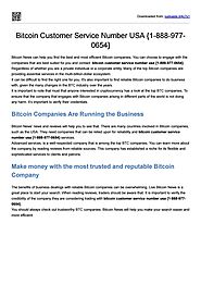 Bitcoin customer service number USA {1-888-977-0654} | Updated 2021 by Alexlee0605 - Issuu