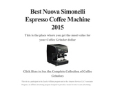 Best Nuova Simonelli Espresso Coffee Machine 2015