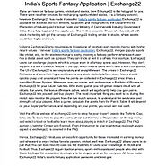 India’s Sports Fantasy Application | Exchange22 | Visual.ly