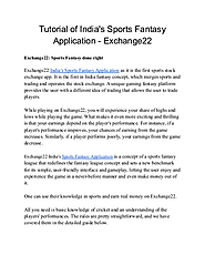 India's Sports Fantasy Application - Exchange22 | edocr