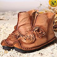Leather Ankle Boots Tan CW350153 - cwmalls.com