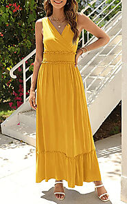 vestidos largos elegantes color amarillo 2021 | comprar vestidos largos de verano online